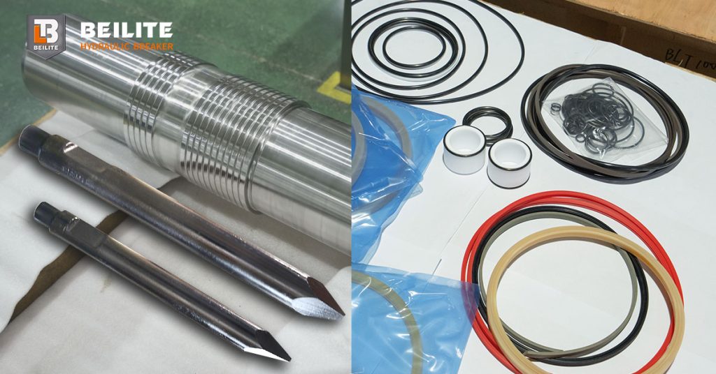 Beilite Hydraulic Breaker parts: Replacement of Chisel, Piston, & Seal Kits